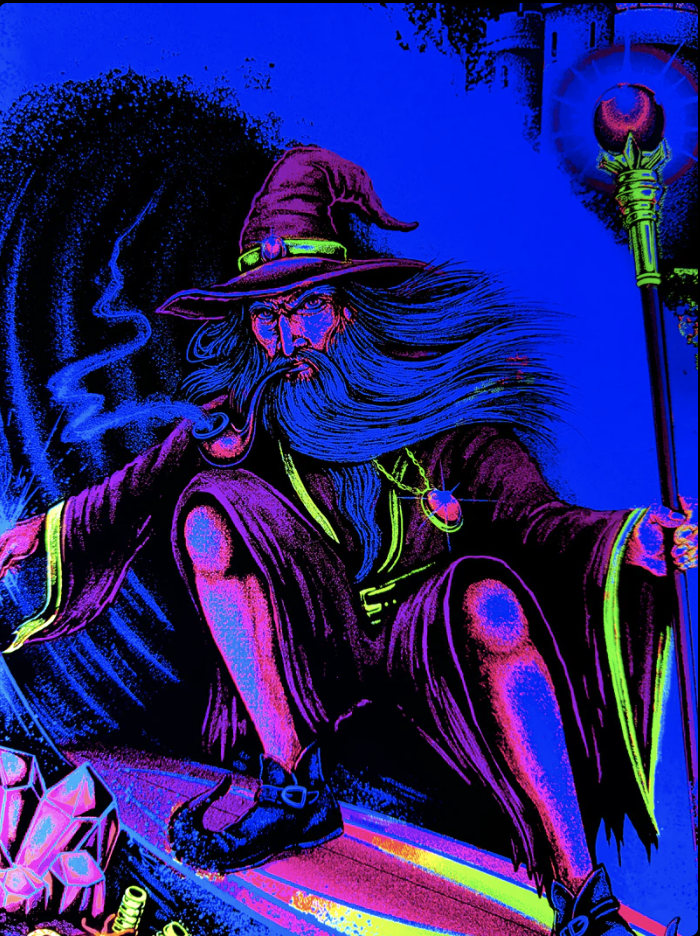 QUEST MASTER - Fuzzy Blacklight Poster by Josh Freydkis X Out of